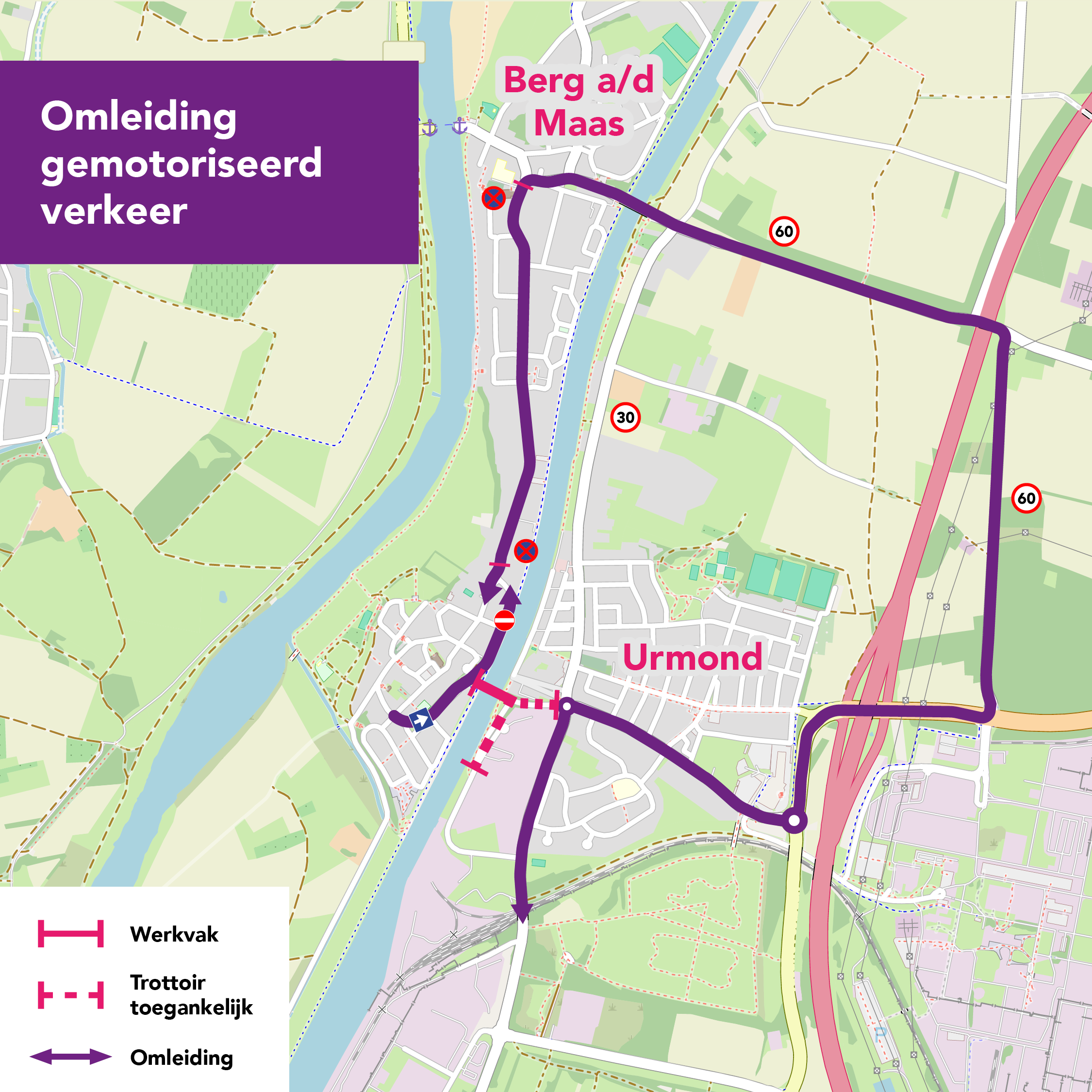 Gemeente Stein omleidingen verkeer Brug Urmond