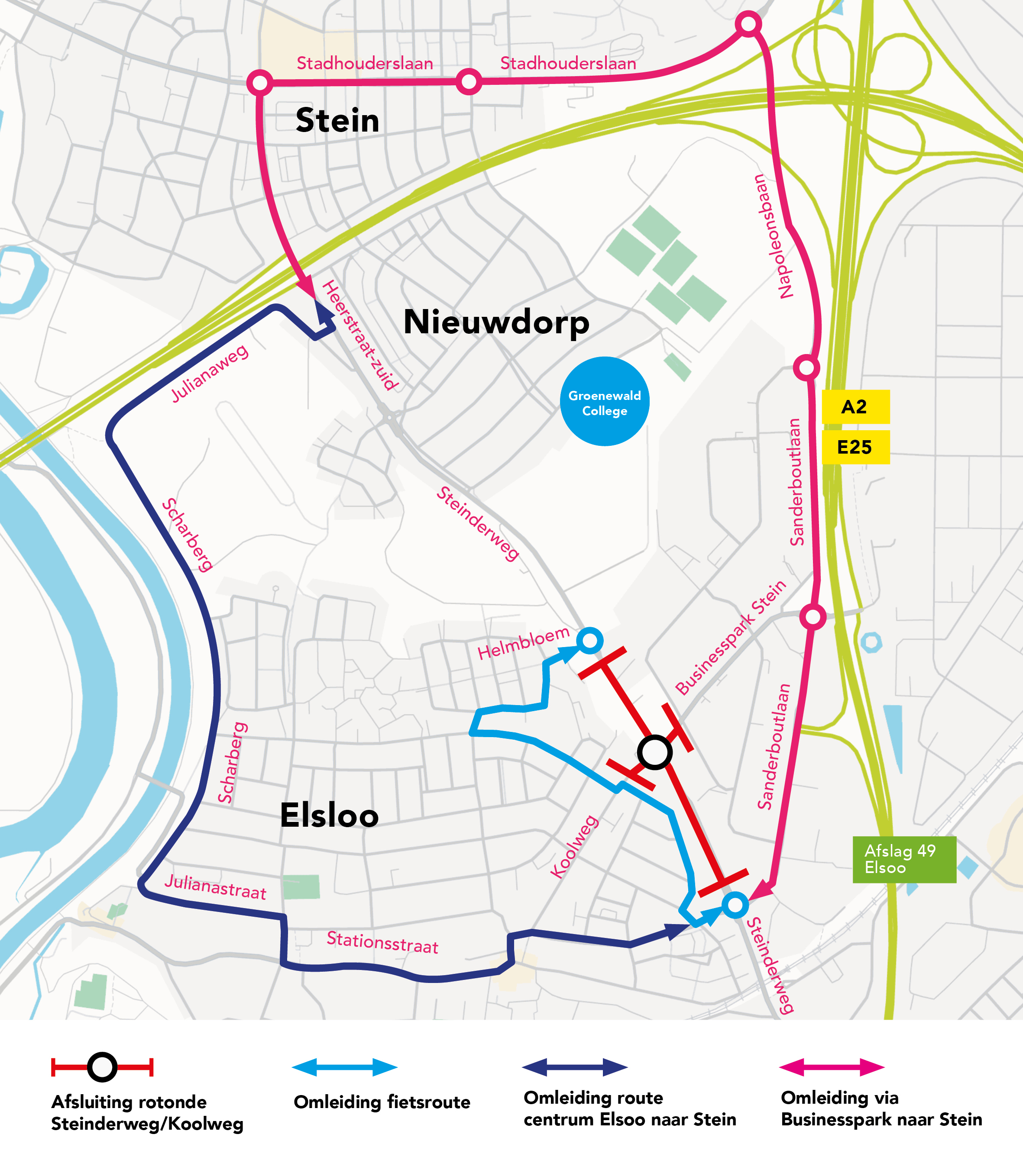Gemeente Stein Omleidingsroutekaart Rotonde koolweg